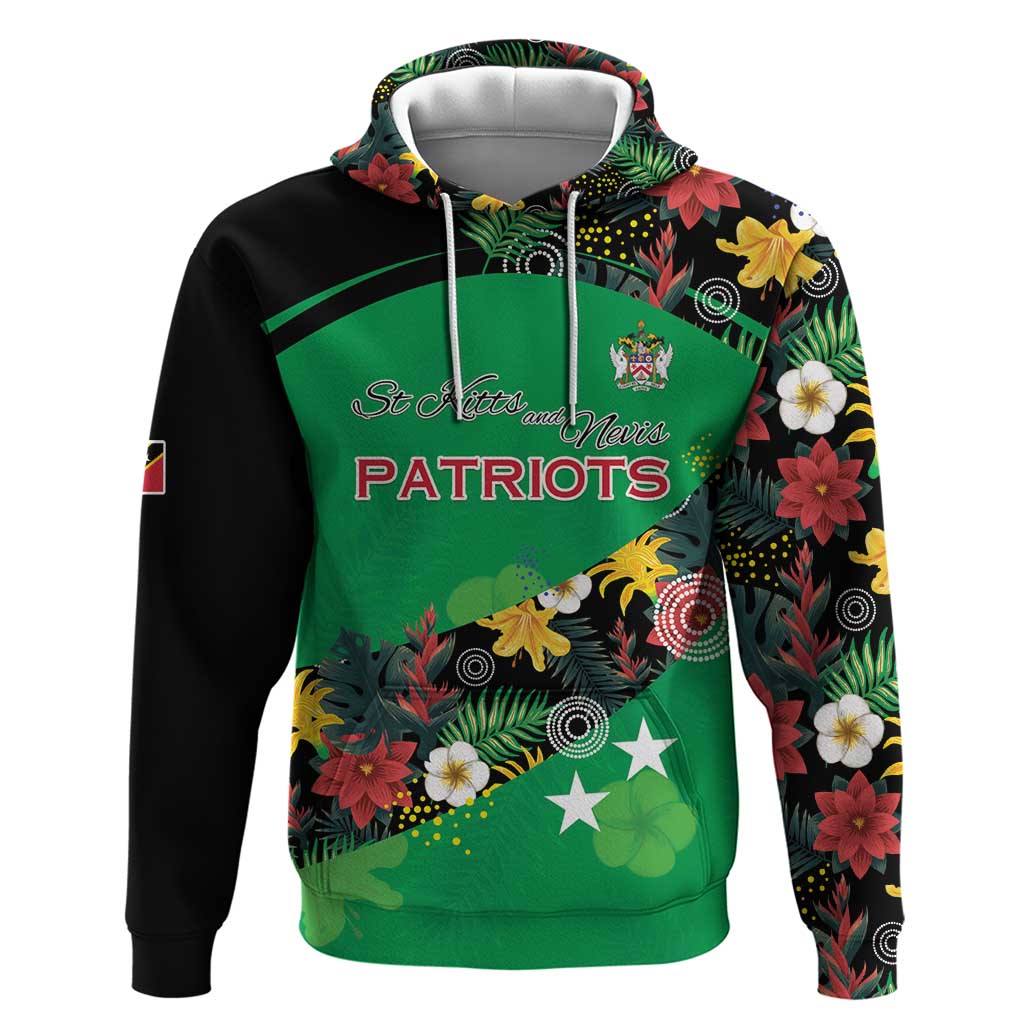 Custom St Kitts and Nevis Cricket Hoodie Tropical Flowers Jersey LT15