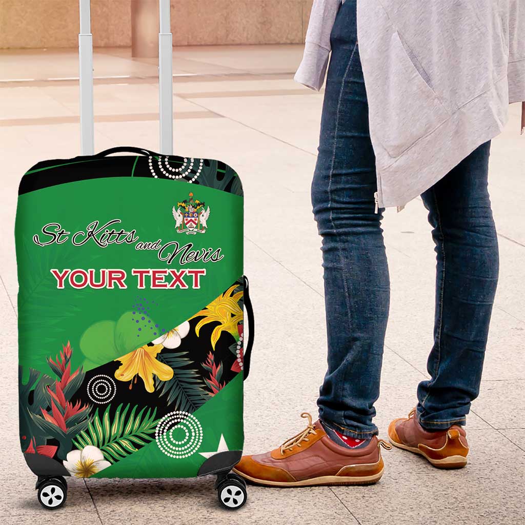 Custom St Kitts and Nevis Cricket Luggage Cover Tropical Flowers Jersey LT15