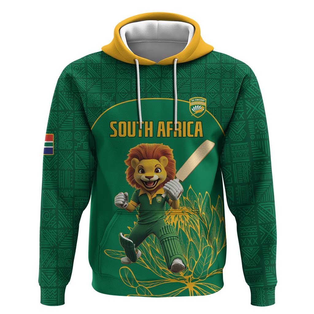 Custom South Africa Cricket Hoodie Lion Mascot With Protea LT15
