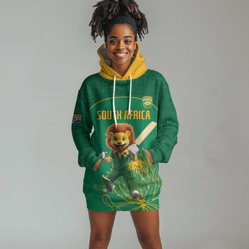 Custom South Africa Hoodie Dress Lion Mascot Proteas Cricket LT15