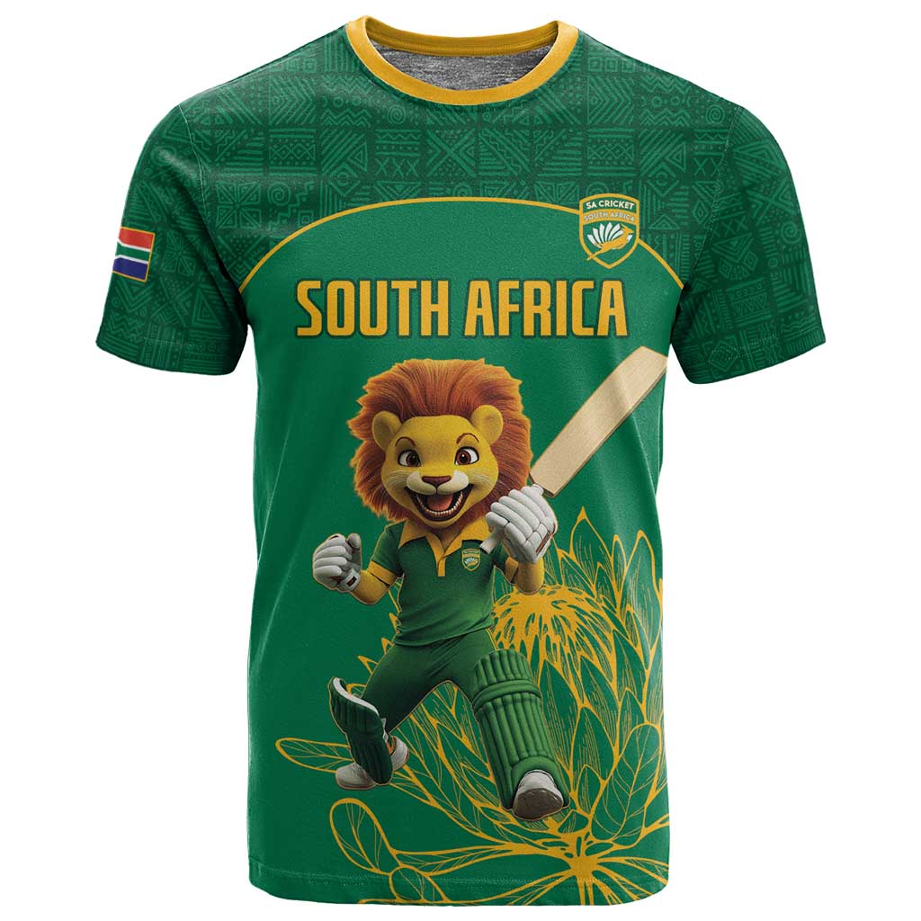 Custom South Africa T shirt Lion Mascot Proteas Cricket LT15