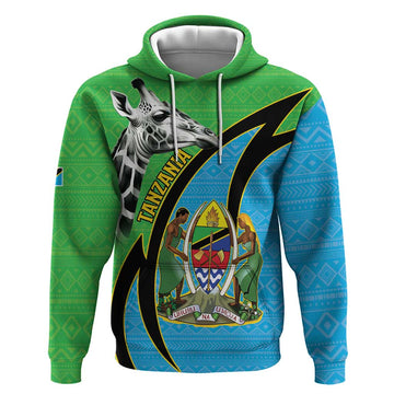 Tanzania Giraffe Hoodie Coat Of Arms African Pattern LT15