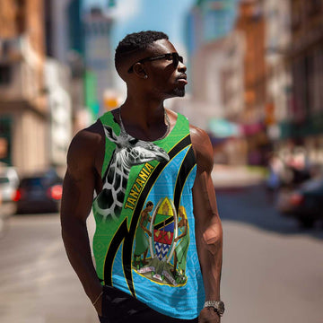Afro Tanzania Giraffe Men Tank Top Coat Of Arms Curve Style LT15