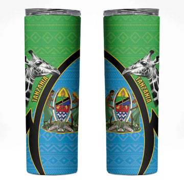 Afro Tanzania Giraffe Skinny Tumbler Coat Of Arms Curve Style LT15