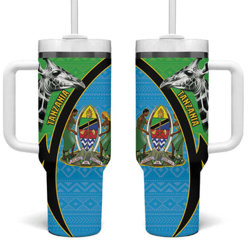 Afro Tanzania Giraffe Tumbler With Handle Coat Of Arms Curve Style LT15