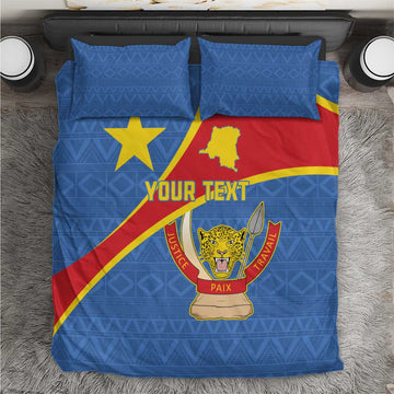 Personalised DR Congo Bedding Set Coat Of Arms With Map LT15