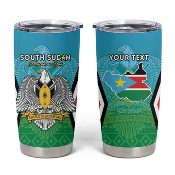Personalised South Sudan Tumbler Cup Coat Of Arms - Happy Independence Day LT15
