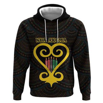 Personalised Happy Black Love Day Hoodie Sankofa Heart With Adinkra Pattern LT15