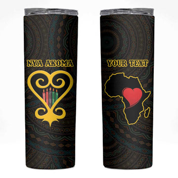Personalized African-American Black Love Day Skinny Tumbler Sankofa Heart - Nya Akoma LT15
