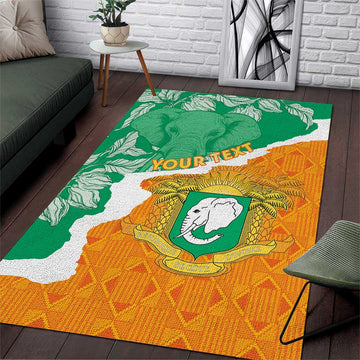 Personalized Afro Ivory Coast Area Rug Coat Of Arms With Kente Pattern LT15