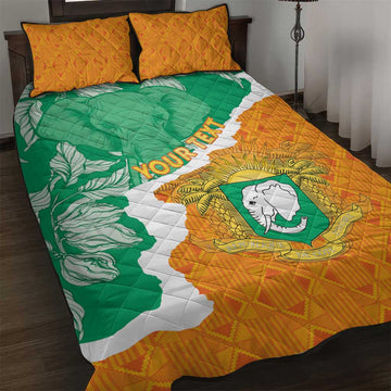 Personalized Afro Ivory Coast Quilt Bed Set Coat Of Arms With Kente Pattern LT15