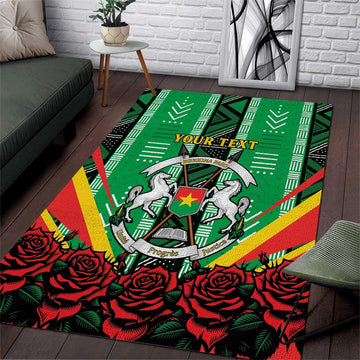 Personalised Afro Burkina Faso Area Rug Coat Of Arms With Rose LT15