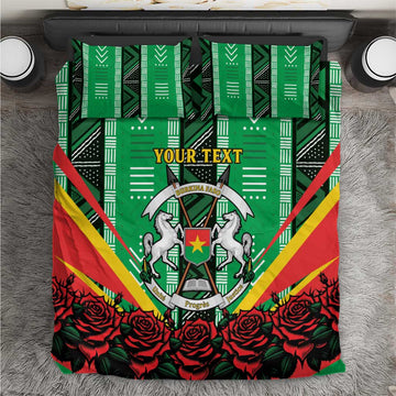 Personalised Afro Burkina Faso Bedding Set Coat Of Arms With Rose LT15