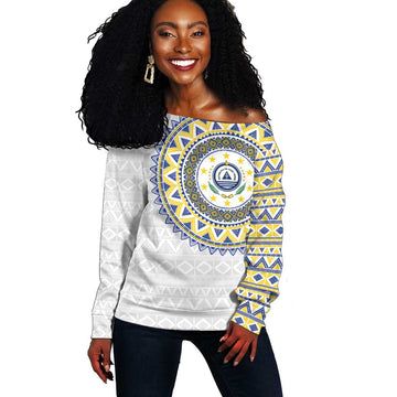 Cape Verde African Tribal Pattern Off Shoulder Sweater Chest Arm Tattoo LT15