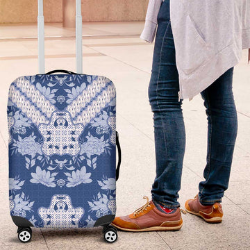 Indonesia Javanese Batik Luggage Cover Nelson Mandela Madiba Blue LT15