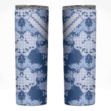 Indonesia Javanese Batik Nelson Mandela Madiba Blue Skinny Tumbler LT15