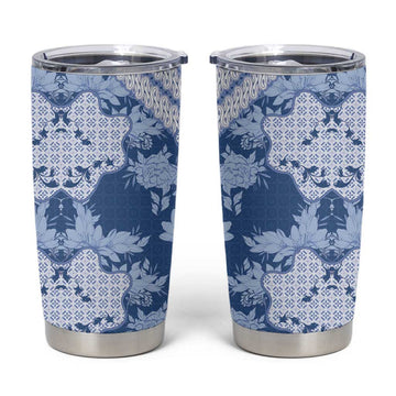 Indonesia Javanese Batik Nelson Mandela Madiba Blue Tumbler Cup LT15