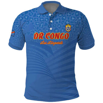 Custom DR Congo Football Polo Shirt Come On Les Léopards LT15