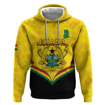 Personalised Ghana Independence Day Hoodie Coat Of Arms With Kente Pattern LT15