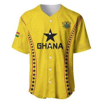 Custom Ghana Football Baseball Jersey Mix Adinkra Pattern LT15