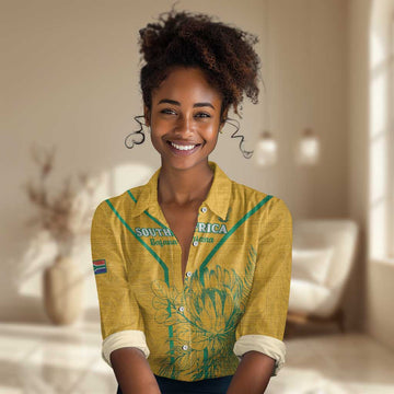 Custom Afro South Africa Soccer Women Casual Shirt Go Champions LT15