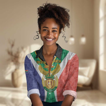 Personalised South Africa Women Casual Shirt Coat Of Arms Flag Style LT15