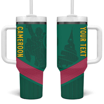 Custom Cameroun Football Tumbler With Handle Allez les Lions LT15