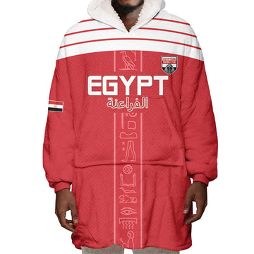 Egyptian Football Custom Wearable Blanket Hoodie Yalla Masr - Red Ver LT15