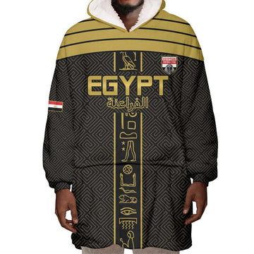 Egyptian Football Custom Wearable Blanket Hoodie Yalla Masr - Black Ver LT15