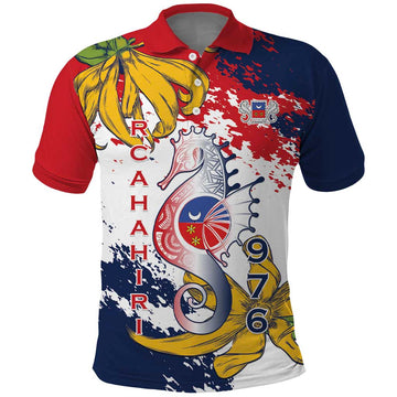 Ra Hachiri 976 Polo Shirt Mayotte Map With Ylang Ylang LT15