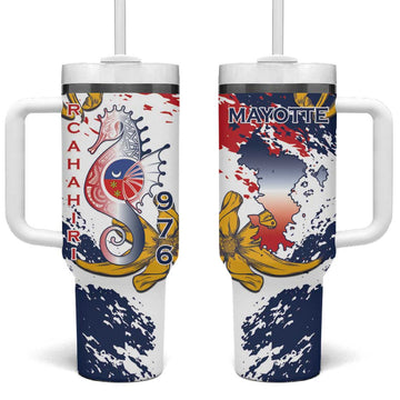 Département de Mayotte Tumbler With Handle Ra Hachiri 976 Map With Ylang Ylang LT15
