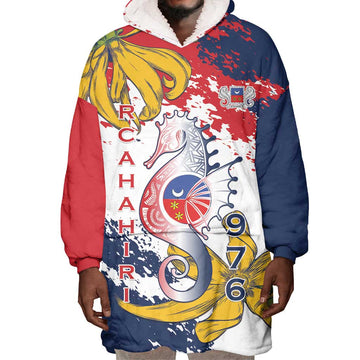 Département de Mayotte Wearable Blanket Hoodie Ra Hachiri 976 Map With Ylang Ylang LT15