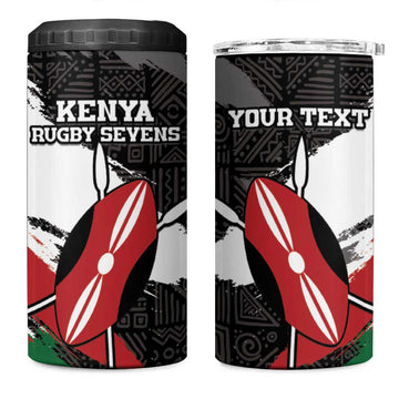 Custom Afro Kenya 4 in 1 Can Cooler Tumbler Rugby Sevens - African Pattern LT15