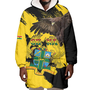Afro Ghana Wearable Blanket Hoodie Eagle With Coat Of Arms LT15
