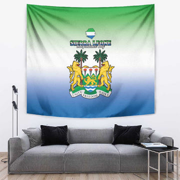 Personalised Sierra Leone Independence Day Tapestry Coat Of Arms Flag Map LT15