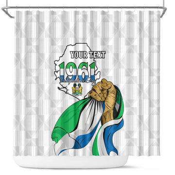 Personalised Sierra Leone Independence Day Shower Curtain Map With Kente Pattern LT15