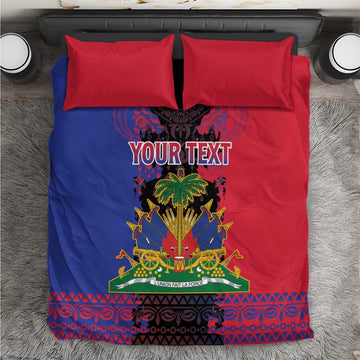 Personalised Haitian Heritage Month Bedding Set Coat Of Arms With Dashiki Pattern LT15