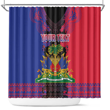 Personalised Haitian Heritage Month Shower Curtain Citadelle Laferriere Dashiki Pattern LT15