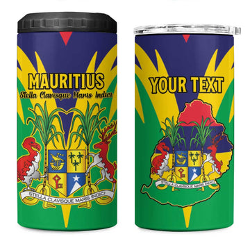 Personalised Republique de Maurice 4 in 1 Can Cooler Tumbler Coat Of Arms Flag Style LT15