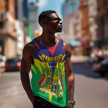 Personalised Republique de Maurice Men Tank Top Coat Of Arms Flag Style LT15