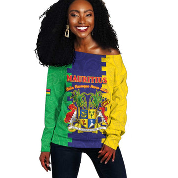 Personalised Republique de Maurice Off Shoulder Sweater Stella Clavisque Maris Indici LT15