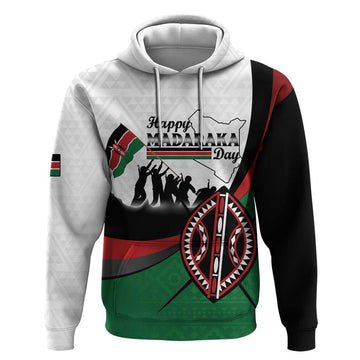 Personalised Happy Kenya Madaraka Day Hoodie Maasai Shield - Kenyan Pattern LT15