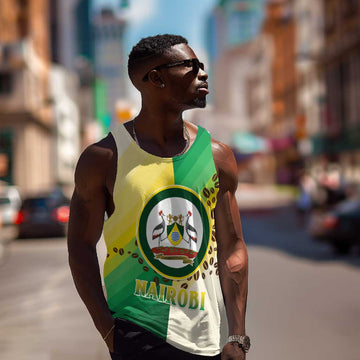 Personalised Nairobi Kenya Men Tank Top Coat Of Arms With Coffee LT15