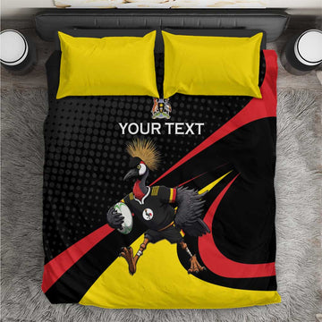 Jamhuri ya Uganda Rugby Custom Bedding Set With Black Crowned Crane Mascot LT15