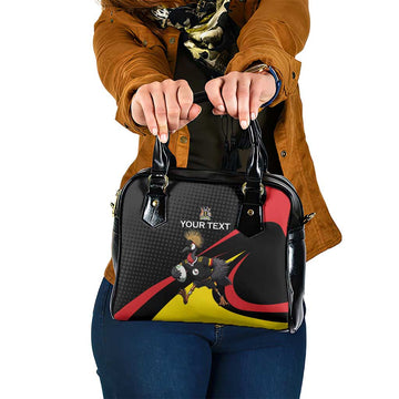 Uganda Rugby Custom Shoulder Handbag Black Crowned Crane Mascot - Sporty Style LT15