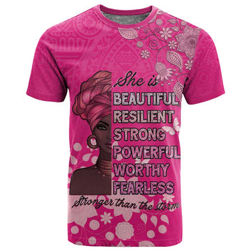 African Women Black Beautiful Brave and Bressed - Pink Color T shirt LT15