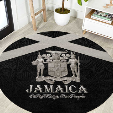 Jamaica Round Carpet Out of Many One People Silver Color LT15