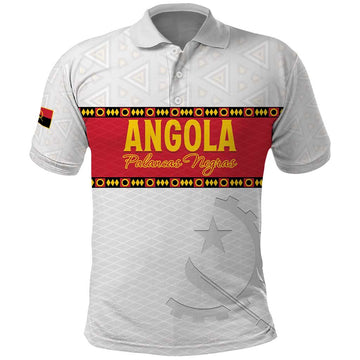 Custom Angola Football Polo Shirt Avante Palancas Negras - White LT15