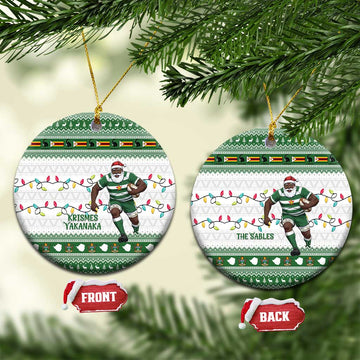 Zimbabwe Rugby Christmas Ceramic Ornament The Sables Krismes Yakanaka LT15