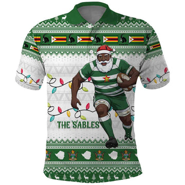 Zimbabwe Rugby Christmas Polo Shirt The Sables Krismes Yakanaka LT15